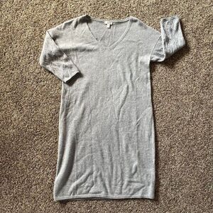 Garnet Hill size Small grey cashmere sweater dress 3/4 sleeve